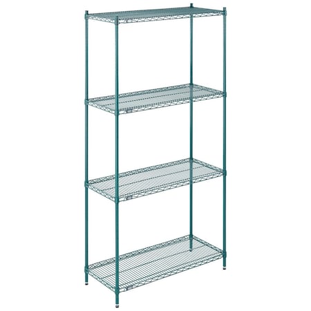 Nexel Wire Shelving, Green Epoxy, 42W X 18D X 86H 18428G